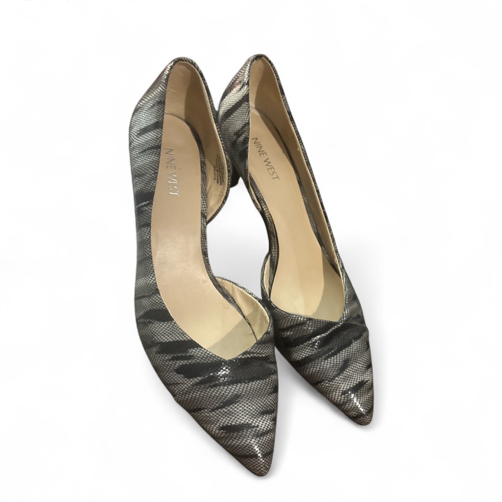 Nine West Black and Gray Patterned Heels